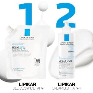 Pachet Crema de spalare ultra-delicata, pentru pielea uscata cu tendinta atopica Lipikar Syndet AP+, 400 ml + Rezerva, 400 ml, La Roche-Posay