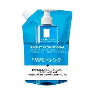 Pachet Gel spumant purifiant Effaclar +M, 400 ml + Rezerva de reumplere, 400 ml