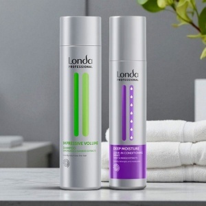 Pachet Londa Professional Volum si Hidratare – Sampon Impressive Volume 250 ml + Spray Leave-In Deep Moisture 250 ml pentru par fin si uscat