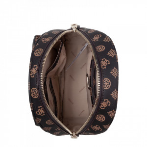 Rucsac Guess de piele ecologica Utility Vibe, Maro inchis/Maro camel - Img 3