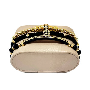 Set 3 bratari Charm din otel inoxidabil si zirconiu, Unisex, gold - Img 2