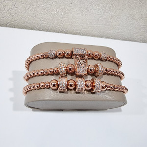 Set 3 bratari Sparkle din otel inoxidabil si zirconiu, Unisex, gold - Img 6