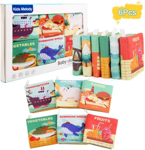 Set 6 carti educationale, senzoriale, textile pentru bebelusi
