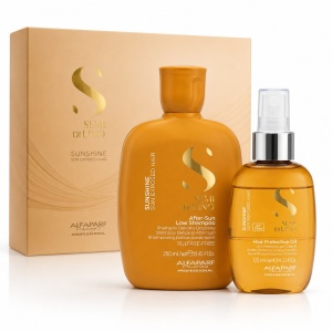 Set Alfaparf Semi di Lino Sunshine – Sampon After-Sun 250 ml + Ulei protector UV 125 ml