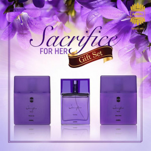 Set cadou Ajmal Sacrifice, Femei, Apa de parfum 50 ml + Lotiune de corp 225 ml + Gel de dus 225 ml