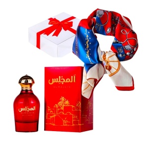 Set cadou Althea cu Apa de Parfum, Gulf Orchid, Almajlis Femei, 110 ml si esarfa