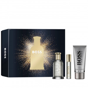 Set cadou Boss Bottled, Barbati, Apa de Parfum 100 ml + Gel de Dus, 100 ml + mini Apa de Parfum, 10 ml
