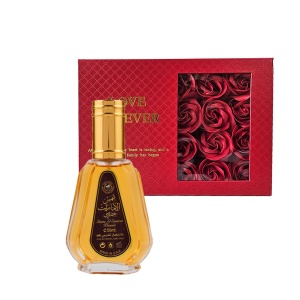 Set cadou Darissimo, Apa de Parfum  Ard Al Zaafaran Shams Al Emarat Khususi, 50 ml si Cutie cu trandafiri