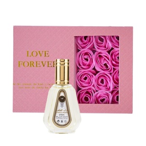 Set cadou Daruium, Apa de Parfum Ard al Zaafaran Turab Al Dhahab 50 ml si Cutie cu trandafiri