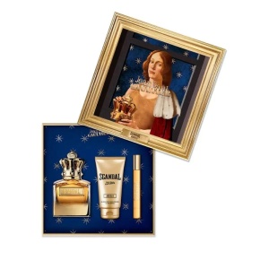 Set cadou Jean Paul Gaultier Scandal Absolu, Parfum, Barbati, 100 ml + 10 ml si  Gel de dus, 75 ml 
