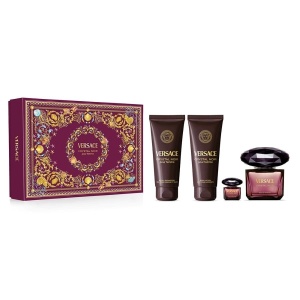 Set cadou Versace Crystal Noir Apa de Parfum, Femei, 90 ml + Lotiune de corp, 100 ml + Gel de dus, 100 ml + Apa de Parfum, 5 ml