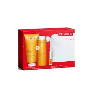 Set Clarins Aroma Self-Care Essentials – Lotiune de Corp Hidratanta + Pudra de Corp + Ulei Buze + Pouch