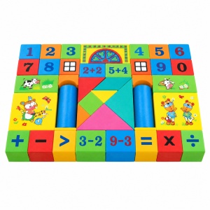 Set de constructie din spuma, 47 piese colorate cu cifre, animale si tangram, multicolor, 18 luni+ - Img 2