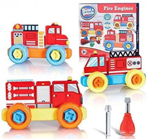 Set de constructie DIY, 3 masini de pompieri
