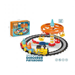 Set de constructie, Tren cu sine Dinosaur Playground, 57 piese