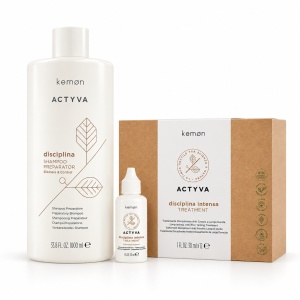 Set de disciplinare Kemon Actyva Disciplina, Sampon preparator 1000 ml + Serum 12 x 30 ml