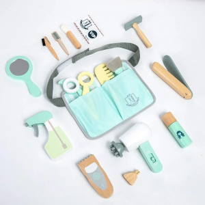 Set de Frizerie pentru Copii Hair Dresser - Jucarie din Lemn pentru Tuns si Infrumusetare 