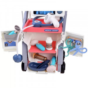 Set de joaca Carucior Medical mobil pentru copii cu 15 piese, Albastru - Img 6