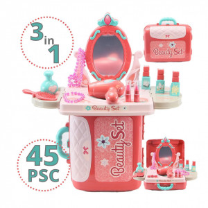 Set de jucarii pentru machiaj, Salonul de Frumusete in Valiza plastic 3 in 1 - Img 5