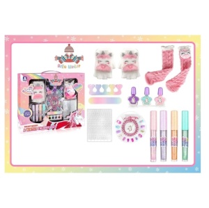 Set de machiaj si accesorii unghii, Hello Winter pentru copii + manusi, ciorapi tematici