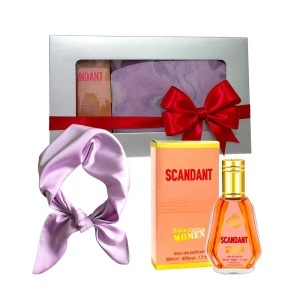 Set Elysa – Parfum Fragrance World Scandant Belle Celine Women 50ml, Esarfa satinata lila