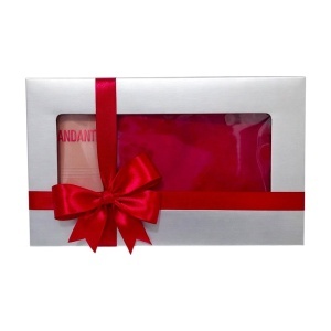 Set Cadou Elysa – Parfum Fragrance World Scandant Belle Celine Women 50ml, Esarfa satinata rosie