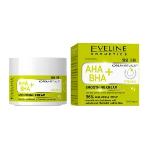 Set Eveline Cosmetics cu Crema de netezire AHA + BHA Korean Rituals 50 ml, Ser anti-imperfectiuni LAB Formula Advanced 30 ml si Crema-ser antirid pentru ochi 6 Ceramide 20 ml