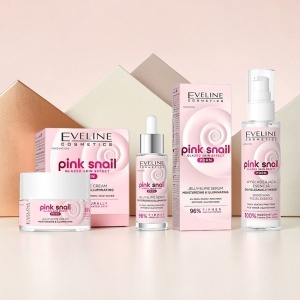 Set Eveline Pink Snail PDRN – Crema Hidratanta si Iluminatoare 50 ml + Ser Facial 30 ml + Esenta Faciala 100 ml