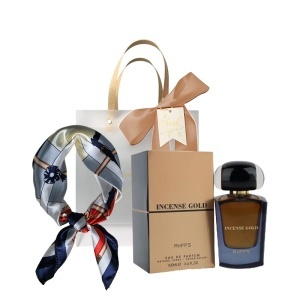 Set Incense Gold Riiffs, Apa de Parfum, Femei, 100 ml + Esarfa satinata + Punga cadou