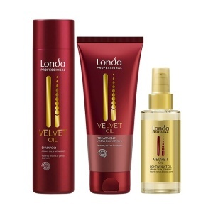Set Londa Professional Velvet Oil – Sampon 250ml + Tratament 200ml + Ulei Argan 100ml pentru par uscat si lipsit de stralucire