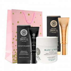 Set Natura Siberica Crema de zi pentru fata Caviar Collagen 30 ml +Ser activ pentru fata Caviar Collagen 30ml + Crema de noapte radianta pentru fata 50ml - Img 2
