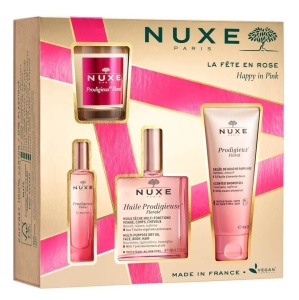 Set Nuxe Prodigieux Floral – Lumanare parfumata 70 g, Gel de dus 100 ml, Parfum 15 ml, Ulei multifunctional 100 ml