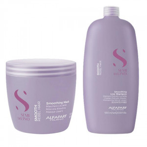 Set pentru netezire Alfaparf Milano Semi Di Lino Sampon 1000 ml + Masca 500 ml - Img 1