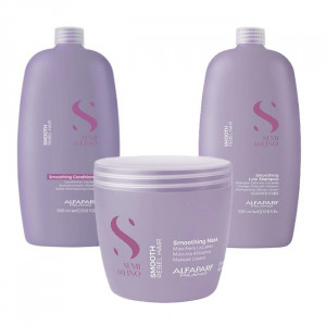 Set pentru netezire Alfaparf Milano Semi Di Lino Smoothing Sampon 1000 ml + Balsam 1000 ml + Masca 500 ml