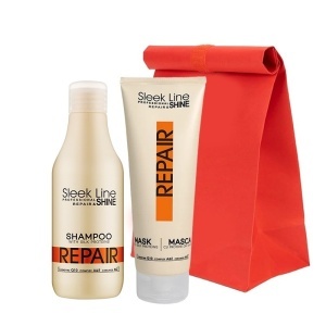 Set Sleek Line Repair – Sampon, 300 ml si Masca cu proteine din matase pentru par deteriorat, 250 ml