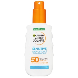 Spray de corp pentru adulti cu protectie solara SPF 50+ Sensitive Advanced Ambre Solaire Garnier, 150 ml