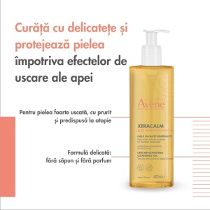 Ulei de curatare pentru refacerea filmului lipidic pentru pielea predispusa la dermatita atopica sau prurit XeraCalm AD, 400 ml, Avene