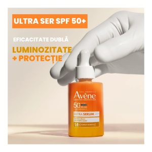 Ultra Serum cu efect de luminozitate si protectie solara SPF 50+, 30 ml, Avene