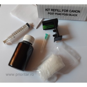 Kit refill reincarcare cartuse Canon PG-37 PG-40 PG-50 PG37 PG40 negru pt Pixma P1800 MP160 MP170 MP180 MP210 MP460 MP470 MX300 MX310