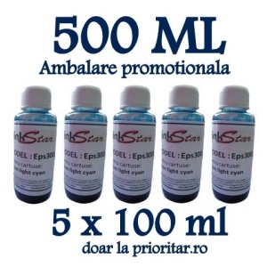 Cerneala EPSON DYE CISS color FOTO ALBASTRA ( Refill Photo Light-Cyan ) pe baza de apa - 500 ml