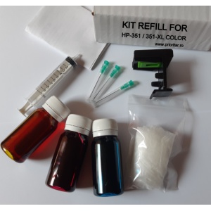 Kit refill reincarcare si desfundare cartuse HP351 HP 351XL CB337EE CB338EE color
