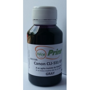 Cerneala gri pt cartuse CANON CLI-551 GRI CLI551-GY gray refilabile si sisteme ciss 100 ml