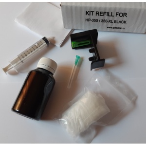 Kit refill reincarcare si desfundare cartuse HP350 HP 350XL CB335EE CB336E negre