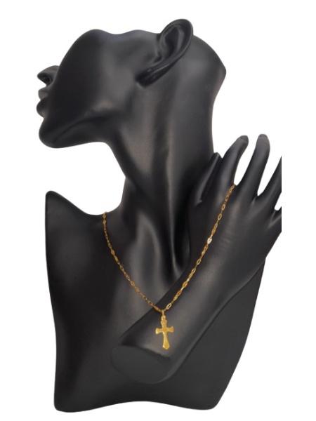 24k gold-plated silver chain, adjustable, with 2 × 1.2cm cross, code 0042