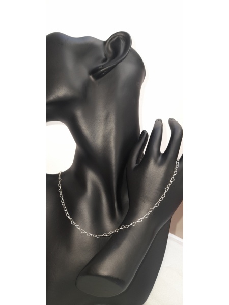 Chain with heart links, made of 925 silver, code 0013