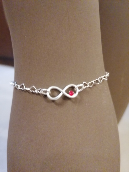 925 silver bracelet, infinite link with crystal, code 0034