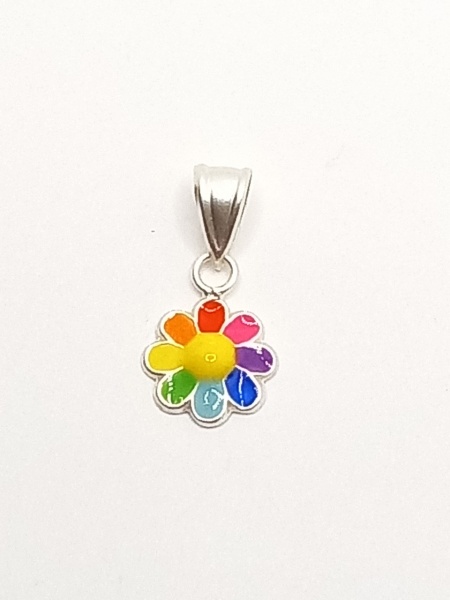 Floare multicolora pandantiv fetițe argint 925