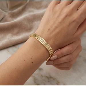 Bratara galvanizată cu Aur 14K | Design Fluid & Reglabilă în Două Dimensiuni