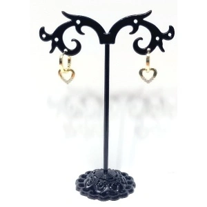 Cercei inox placat cu aur, inimi atarnate. - Img 4
