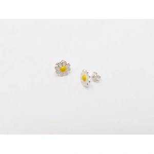 Set cu flori de musetel din argint 925, format din pandantiv și cercei cu surub. - Img 3